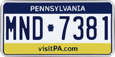 PA license plate MND7381