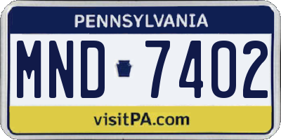 PA license plate MND7402