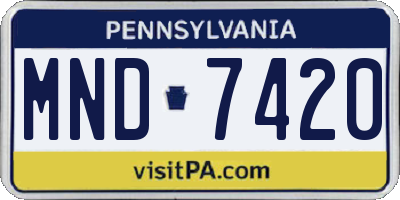 PA license plate MND7420