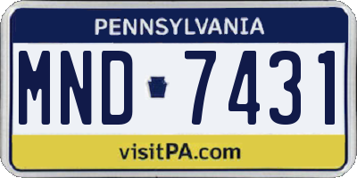 PA license plate MND7431