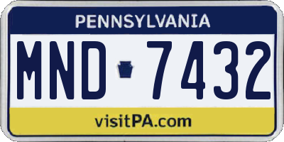 PA license plate MND7432