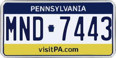 PA license plate MND7443