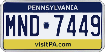 PA license plate MND7449
