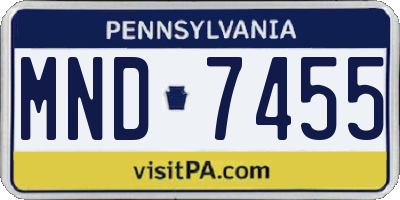 PA license plate MND7455