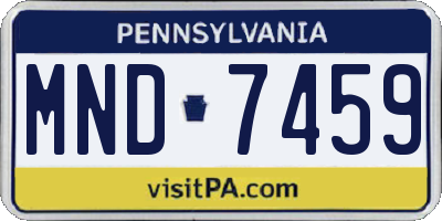 PA license plate MND7459
