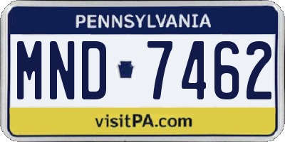 PA license plate MND7462