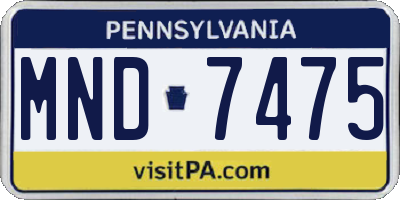 PA license plate MND7475