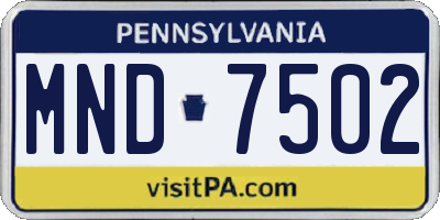 PA license plate MND7502