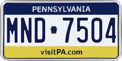 PA license plate MND7504