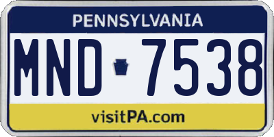 PA license plate MND7538