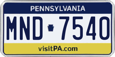 PA license plate MND7540