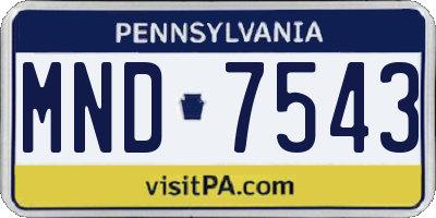 PA license plate MND7543