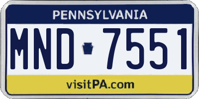 PA license plate MND7551