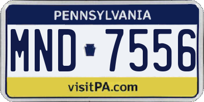 PA license plate MND7556