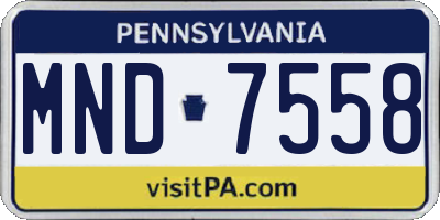 PA license plate MND7558