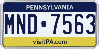 PA license plate MND7563