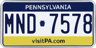 PA license plate MND7578