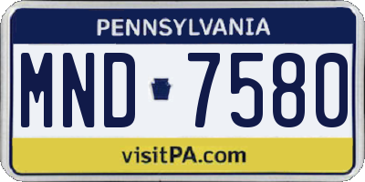 PA license plate MND7580