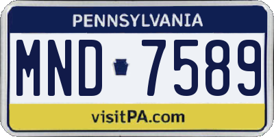PA license plate MND7589