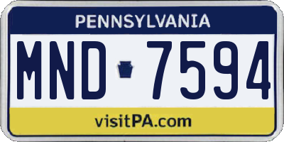 PA license plate MND7594