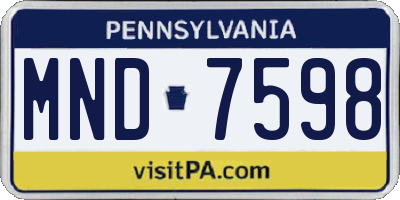 PA license plate MND7598
