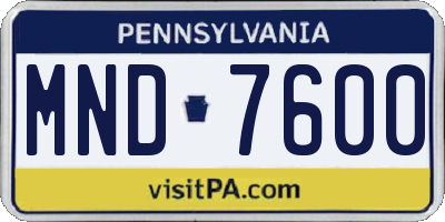 PA license plate MND7600