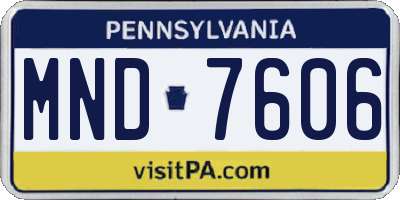 PA license plate MND7606