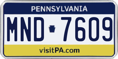PA license plate MND7609