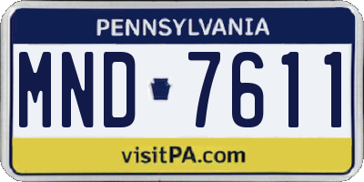 PA license plate MND7611