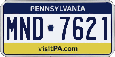 PA license plate MND7621