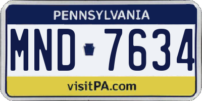 PA license plate MND7634