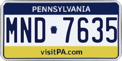 PA license plate MND7635