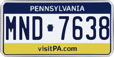 PA license plate MND7638