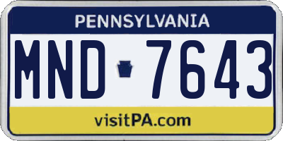 PA license plate MND7643