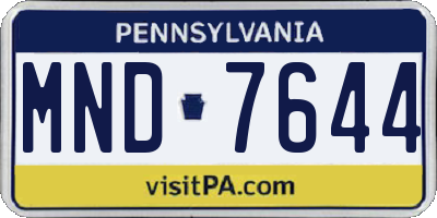 PA license plate MND7644