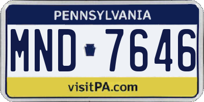 PA license plate MND7646