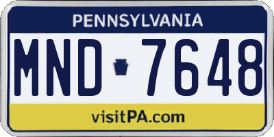 PA license plate MND7648