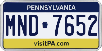 PA license plate MND7652