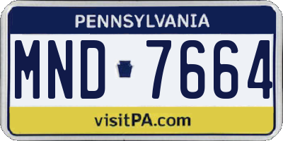 PA license plate MND7664