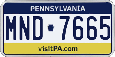 PA license plate MND7665