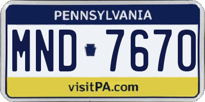 PA license plate MND7670