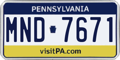PA license plate MND7671