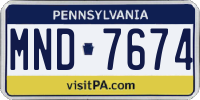 PA license plate MND7674