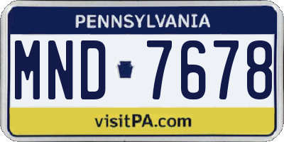 PA license plate MND7678
