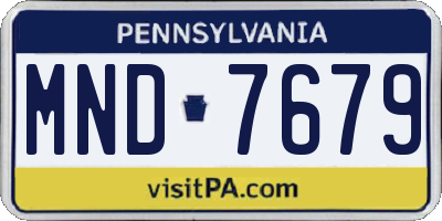 PA license plate MND7679