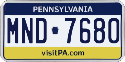 PA license plate MND7680