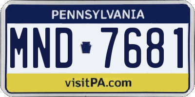 PA license plate MND7681