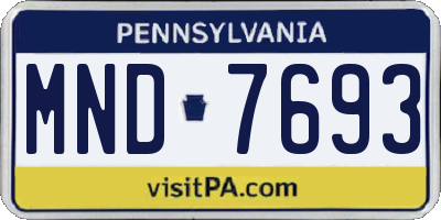 PA license plate MND7693