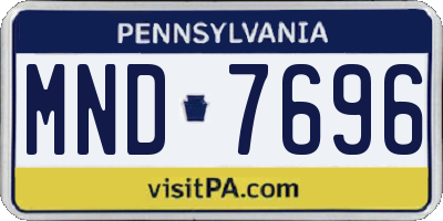 PA license plate MND7696