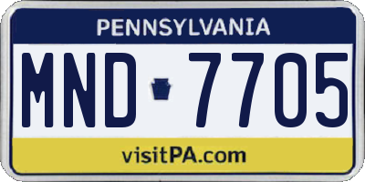 PA license plate MND7705